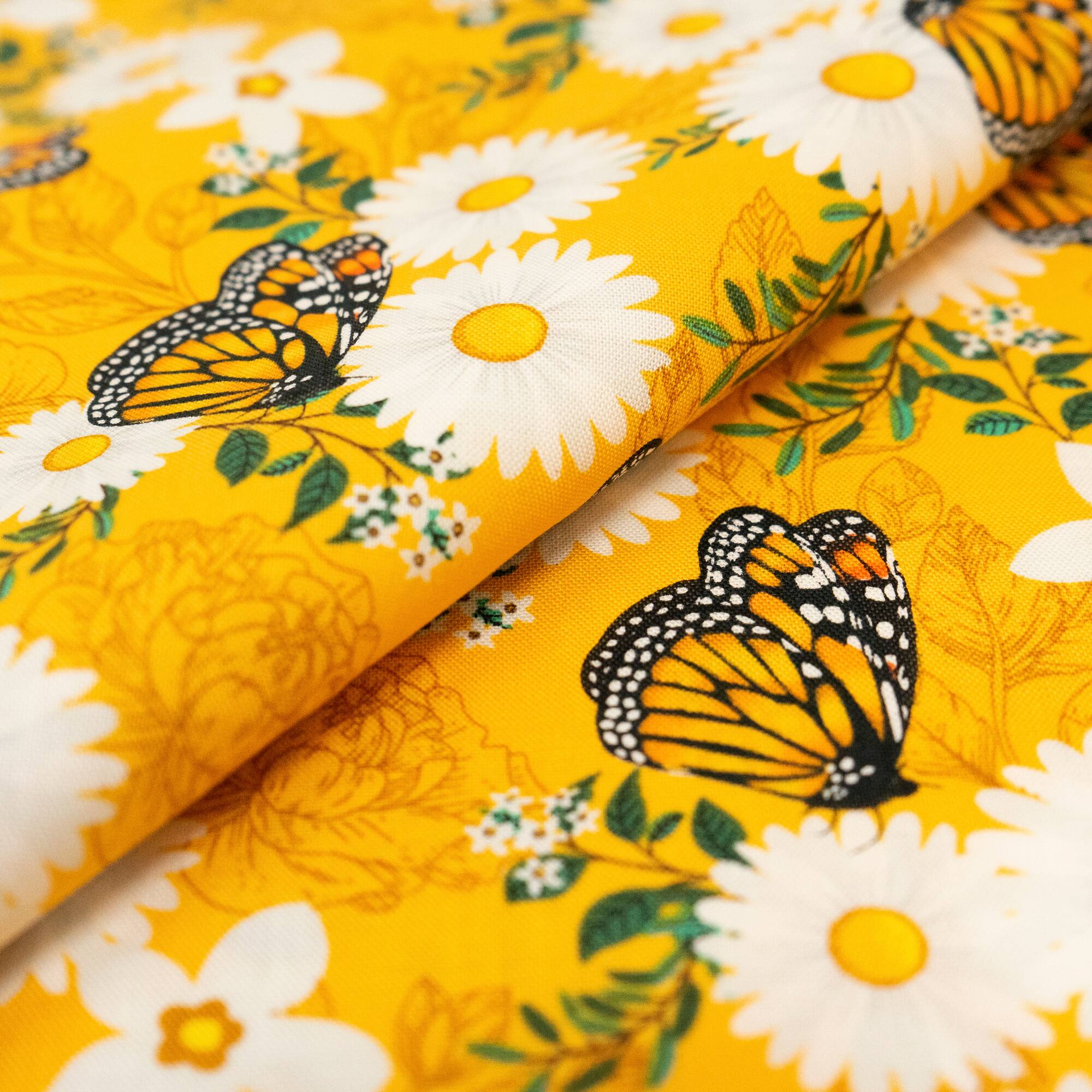 SINGER Orange & Green Butterfly Cotton Fabric